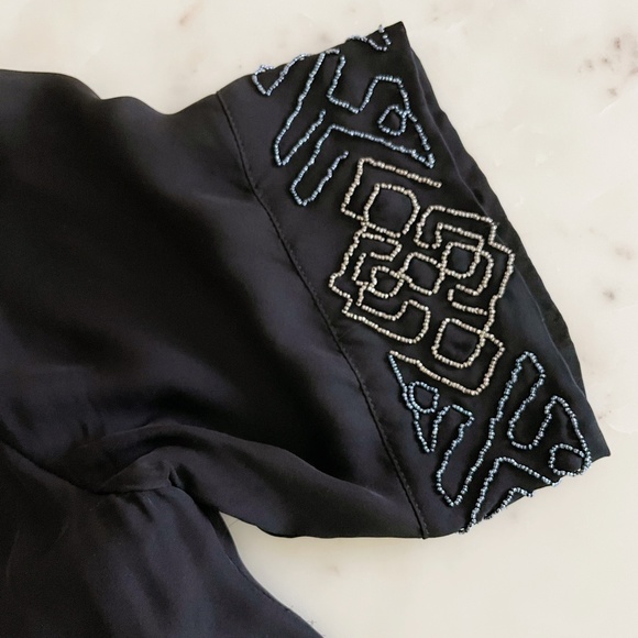 Burning Torch Black Beaded Fringed Formal Dress - Picture 5 of 16